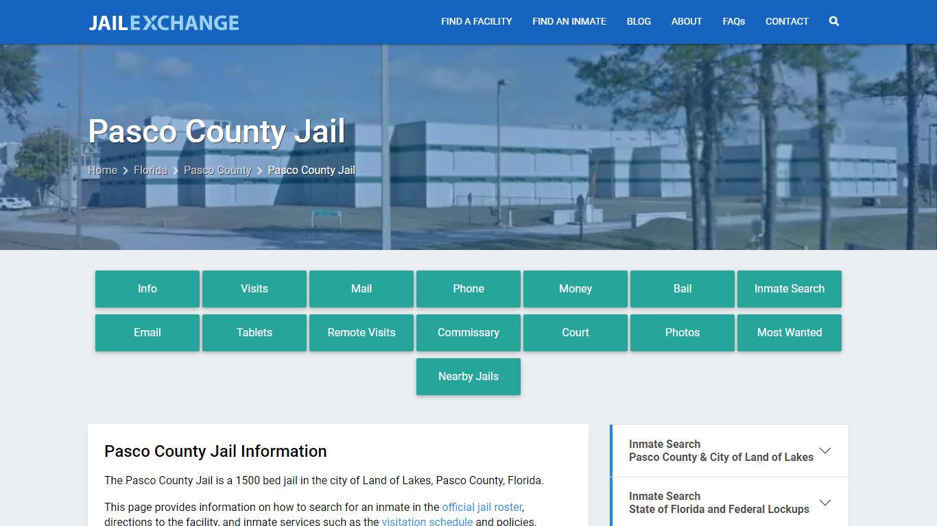 Pasco County Jail, FL Inmate Search, Information